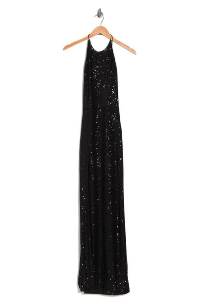 Love By Design Bernadette Sequin Open Back Dress In Black