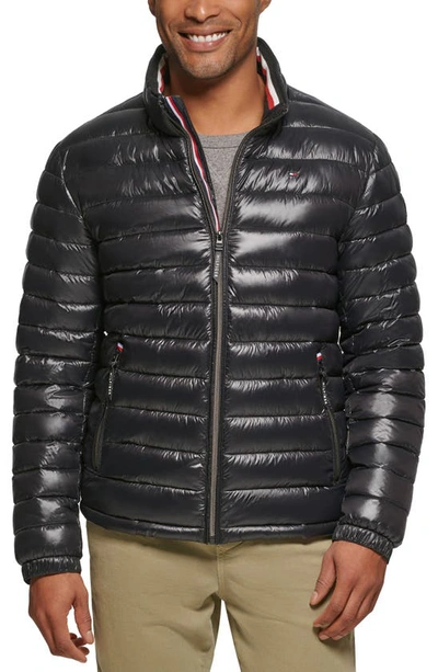 Tommy Hilfiger Wetlook Stowaway Hood Packable Puffer Jacket In Black |  ModeSens