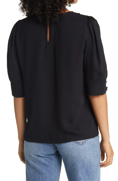 Halogen Pleat Sleeve Top In Black