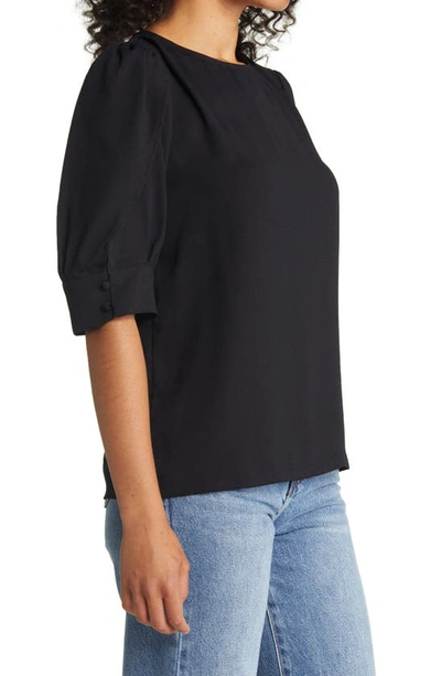 Halogen Pleat Sleeve Top In Black