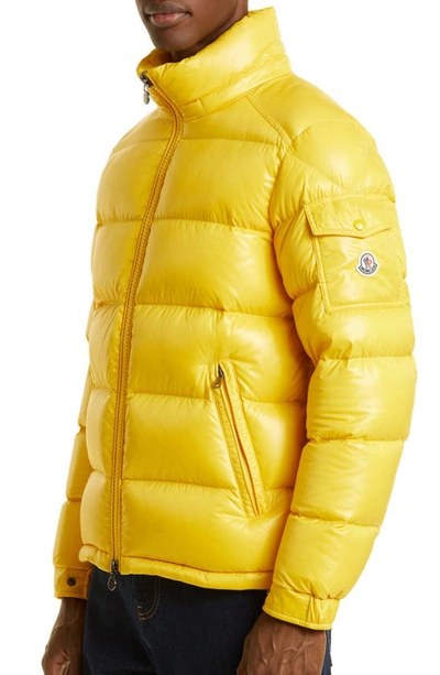 Shop Moncler Maya Lacquered Down Jacket In Yellow