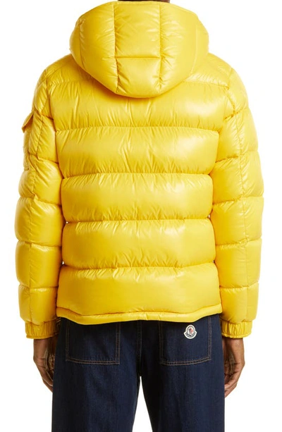 Shop Moncler Maya Lacquered Down Jacket In Yellow
