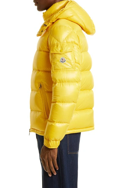 Shop Moncler Maya Lacquered Down Jacket In Yellow