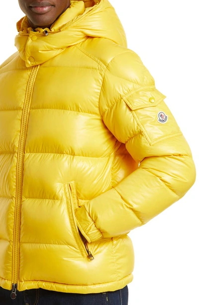 Shop Moncler Maya Lacquered Down Jacket In Yellow