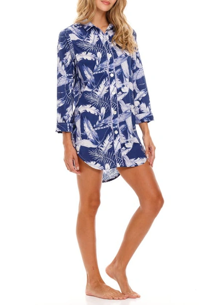 Shop The Lazy Poet Sissy Blue Plume Cotton Nightshirt