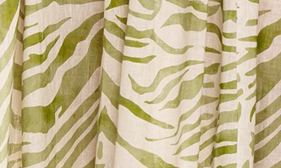 The Lazy Poet Mika Ruffle Zebra-print Linen Nightgown In Green