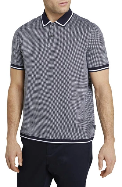 Shop Ted Baker Affric Geo Textured Tipped Polo In Navy