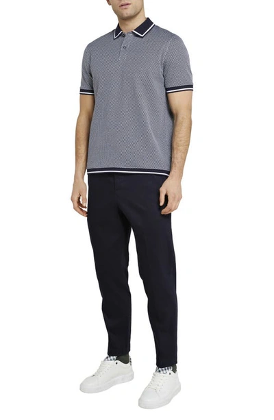 Shop Ted Baker Affric Geo Textured Tipped Polo In Navy