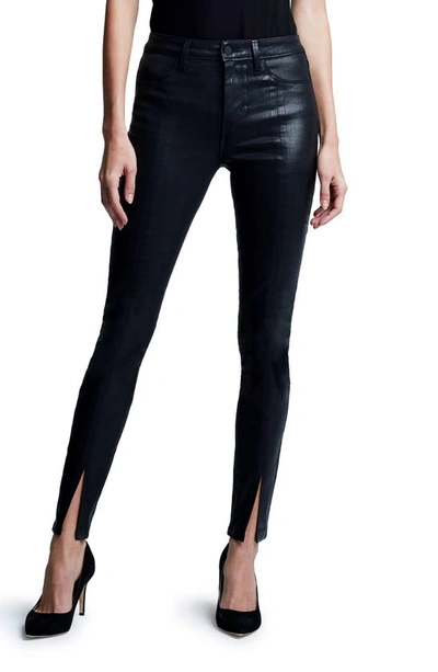 Shop L Agence Lagence Jyothi High Rise Skinny Jeans In Noir Coated