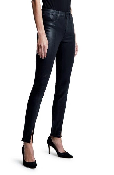 Shop L Agence Lagence Jyothi High Rise Skinny Jeans In Noir Coated