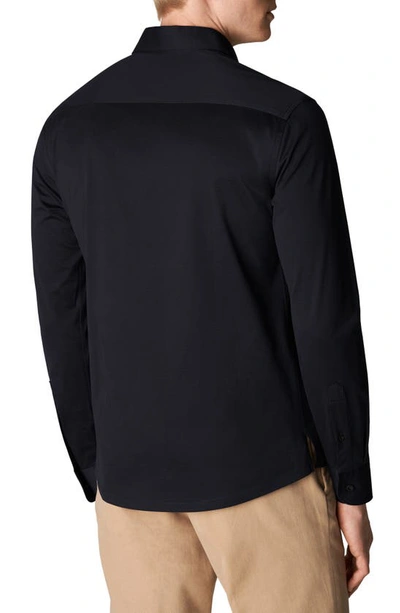 Shop Eton Contemporary Fit Cotton Jersey Shirt In Navy
