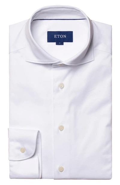 Shop Eton Contemporary Fit Cotton Jersey Shirt In Natural