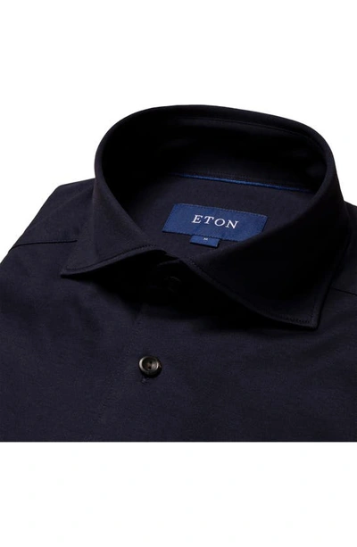 Shop Eton Contemporary Fit Cotton Jersey Shirt In Navy