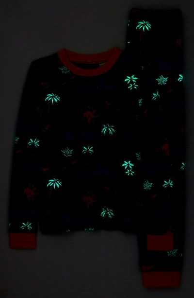 Shop Tucker + Tate Kids' Glow In The Dark Fitted Two-piece Pajamas In Green Holly Dinoscape Glow
