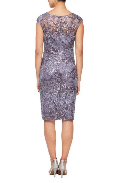 Shop Alex Evenings Sequin Lace Cocktail Dress In Icy Orchid