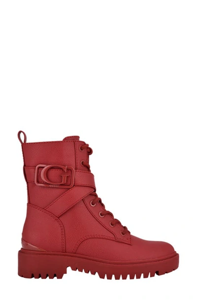 Guess Women's Orana Combat Booties In Red- Synthetic | ModeSens