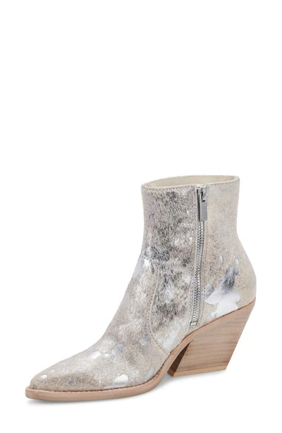 Shop Dolce Vita Volli Pointed Toe Bootie In Silver Multi Calf Hair