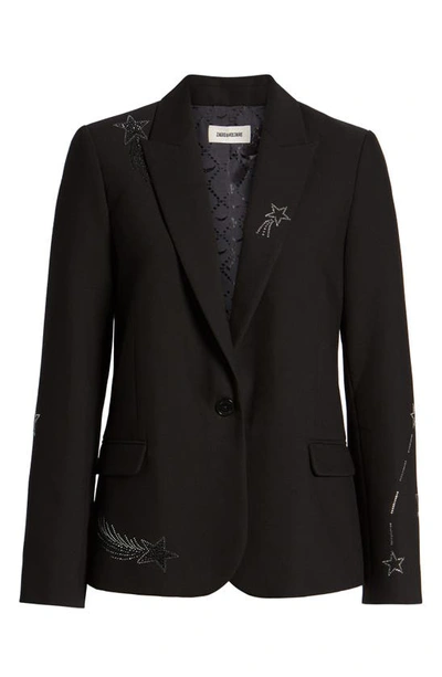 Shop Zadig & Voltaire Victor Strass Embellished Blazer In Noir
