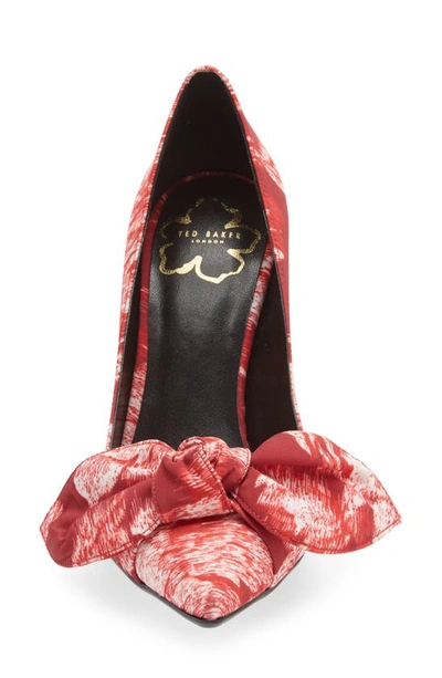 Shop Ted Baker Ryana Tapestry Pointed Toe Bow Pump In Red