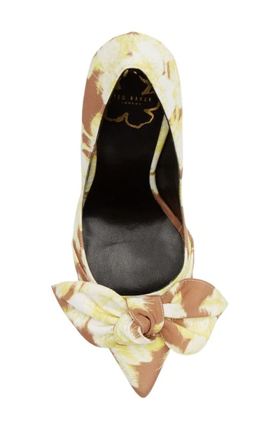 Shop Ted Baker Ryana Tapestry Pointed Toe Bow Pump In Camel