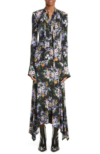 Shop Rabanne Floral Long Sleeve Midi Dress In Black Large Liberty