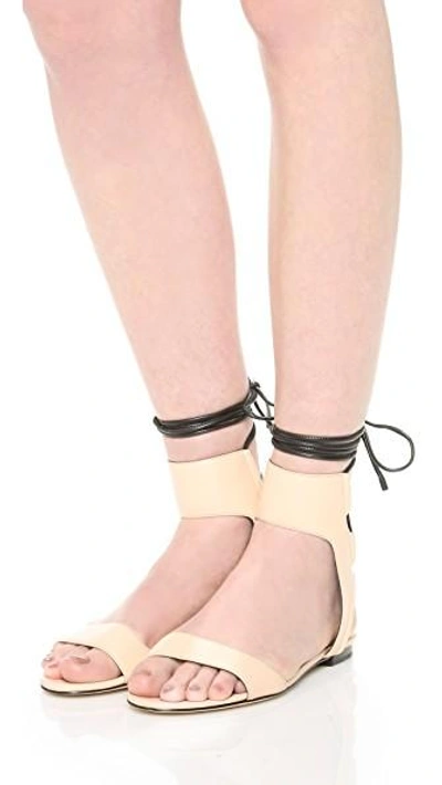 Shop 3.1 Phillip Lim / フィリップ リム Martini Ankle Lace Flat Sandals In Light Peach