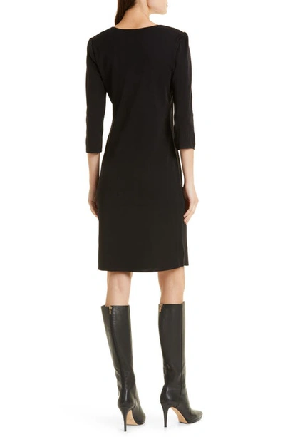 Misook 3/4-sleeve Knit Sheath Dress In Black
