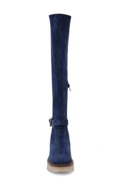 Shop Free People Jasper Over The Knee Boot In Rinsed Navy