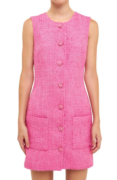 Shop Endless Rose Sleeveless Tweed Minidress In Berry