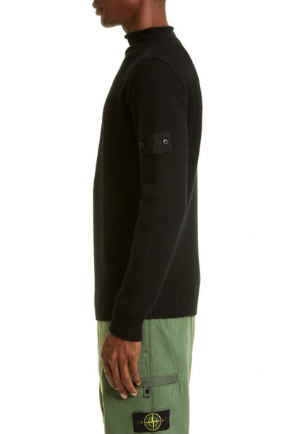 Shop Stone Island Mock Neck Cashmere Sweater In Black