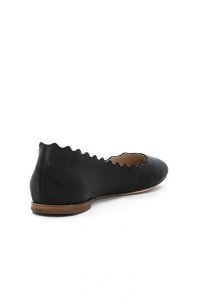 Shop Chloé Leather Scalloped Flats In Black