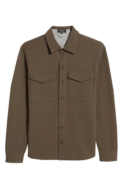 Shop Vince Cotton Blend Shirt Jacket In Frog/ H Grey