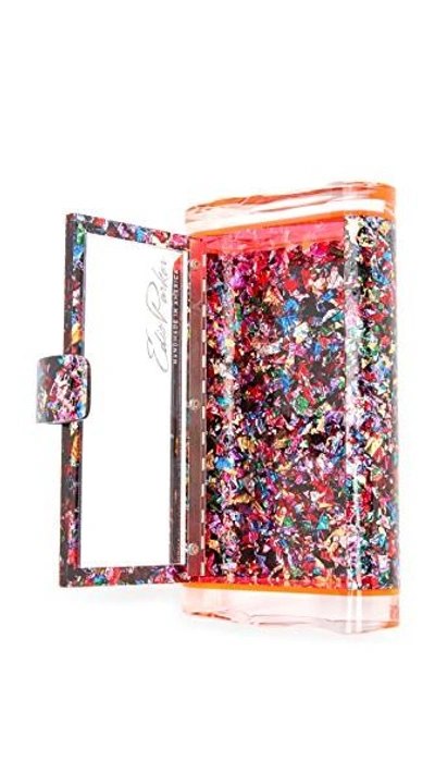 Shop Edie Parker Lara Backlit Clutch In Rainbow Confetti/rd Florescent