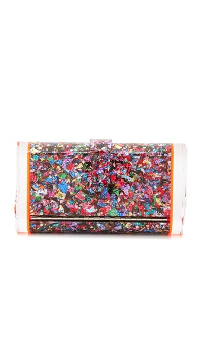 Edie Parker Lara Confetti Acrylic Backlit Clutch Bag, Multi In Rainbow Confetti/rd Florescent