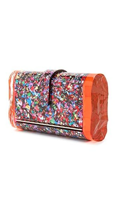 Shop Edie Parker Lara Backlit Clutch In Rainbow Confetti/rd Florescent