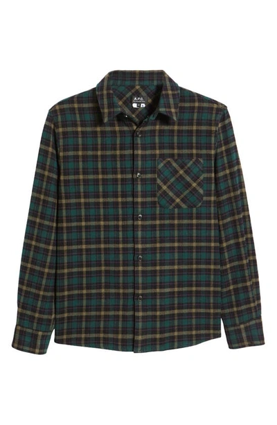 Shop Apc Surchemise Trek Plaid Button-up Shirt In Vert