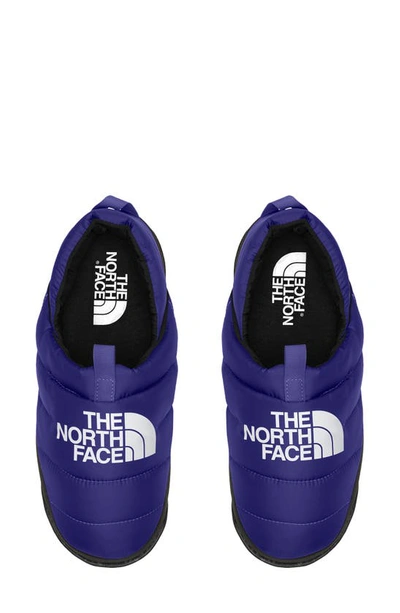 Shop The North Face Nuptse Down Slipper In Lapis Blue/ Tnf Black