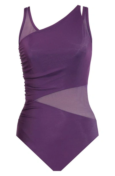 Shop Miraclesuit Illusionist Azura Underwire One-piece Swimsuit In Sangria Purple