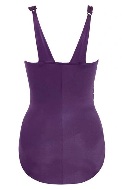 Shop Miraclesuit Illusionist Azura Underwire One-piece Swimsuit In Sangria Purple