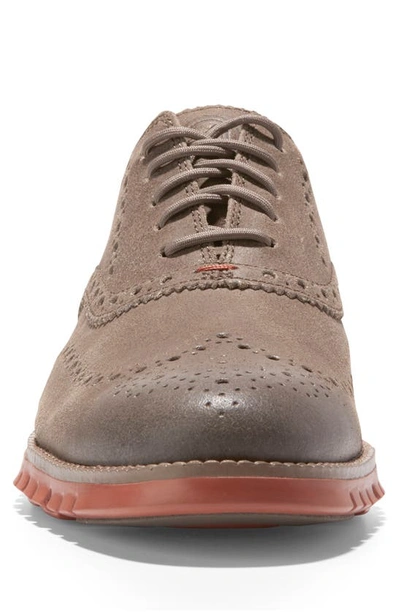 Shop Cole Haan Zerogrand Wingtip Derby In Morel/ Brush