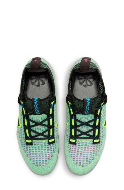 Shop Nike Kids' Air Vapormax 2021 Fk Sneaker In Volt/ Black/ Blue/ Silver