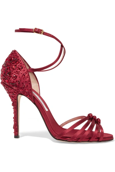 Oscar De La Renta Ana Crystal-embellished Satin Sandals