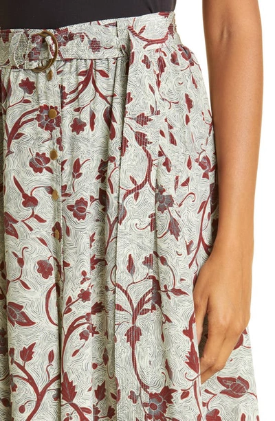 Shop Ulla Johnson Ariana Floral Print Handkerchief Hem Silk Skirt In Gardenia