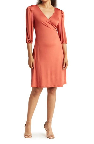 Shop Love By Design Amelia Ruched Wrap Dress In Hot Sauce
