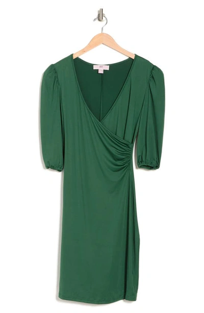Shop Love By Design Amelia Ruched Wrap Dress In Emerald