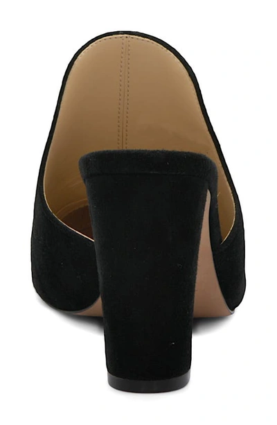 Shop Adrienne Vittadini Nella Faux Leather Pointed Toe Block Heel Mule In Black Kid Suede