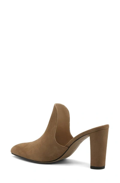 Shop Adrienne Vittadini Nella Faux Leather Pointed Toe Block Heel Mule In Biscuit
