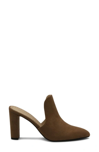 Shop Adrienne Vittadini Nella Faux Leather Pointed Toe Block Heel Mule In Biscuit