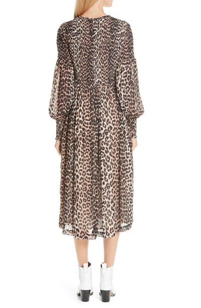Shop Ganni Leopard Print Georgette Midi Dress In Leopard 943