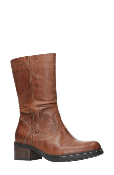 Wolky Edmonton Water Resistant Boot In Cognac Softy Wax Leather